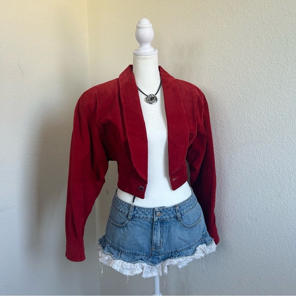 Wilson’s Red Vintage Suede Leather Cropped Jacket